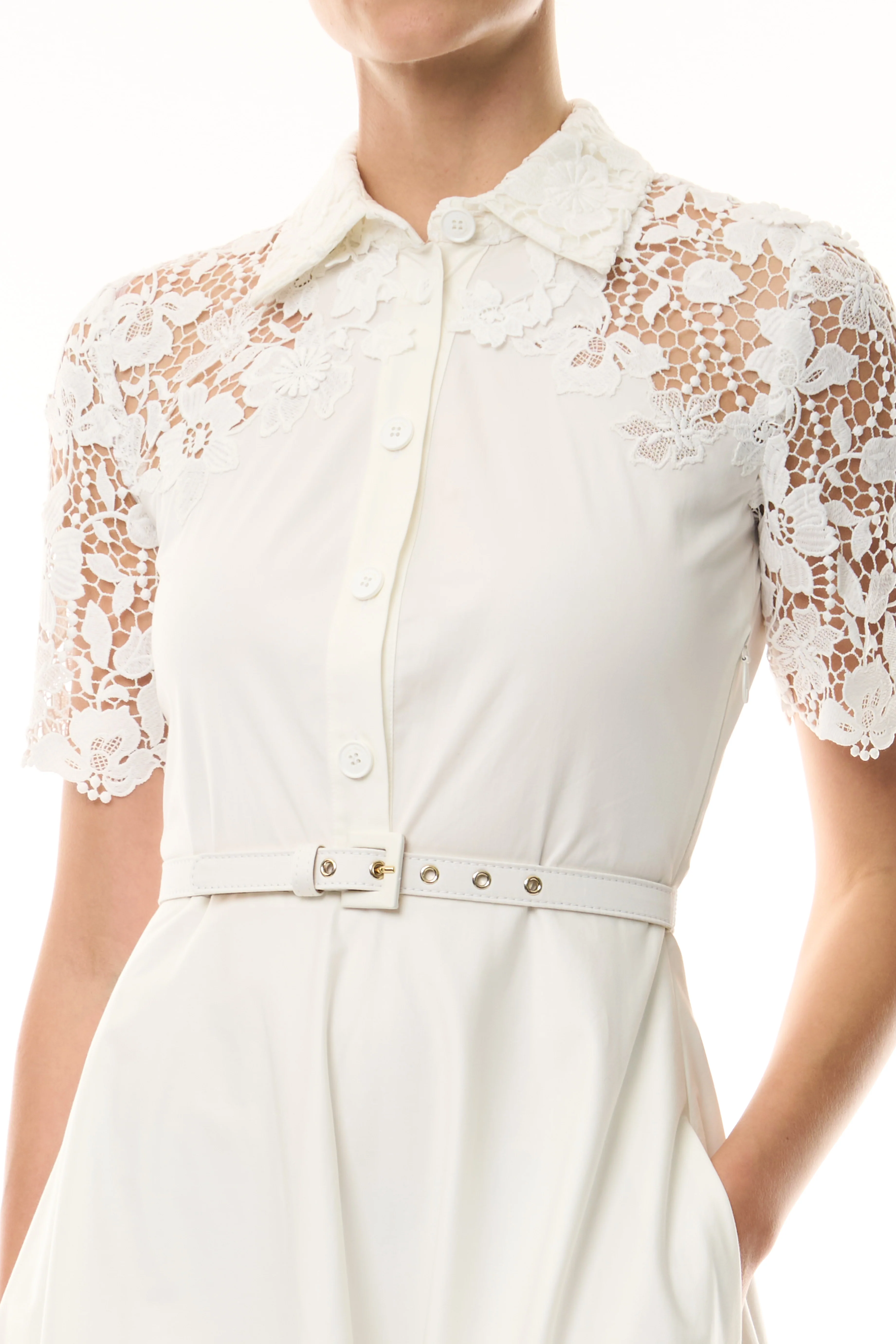 Lace Detail Short Sleeve Dress - Image 3