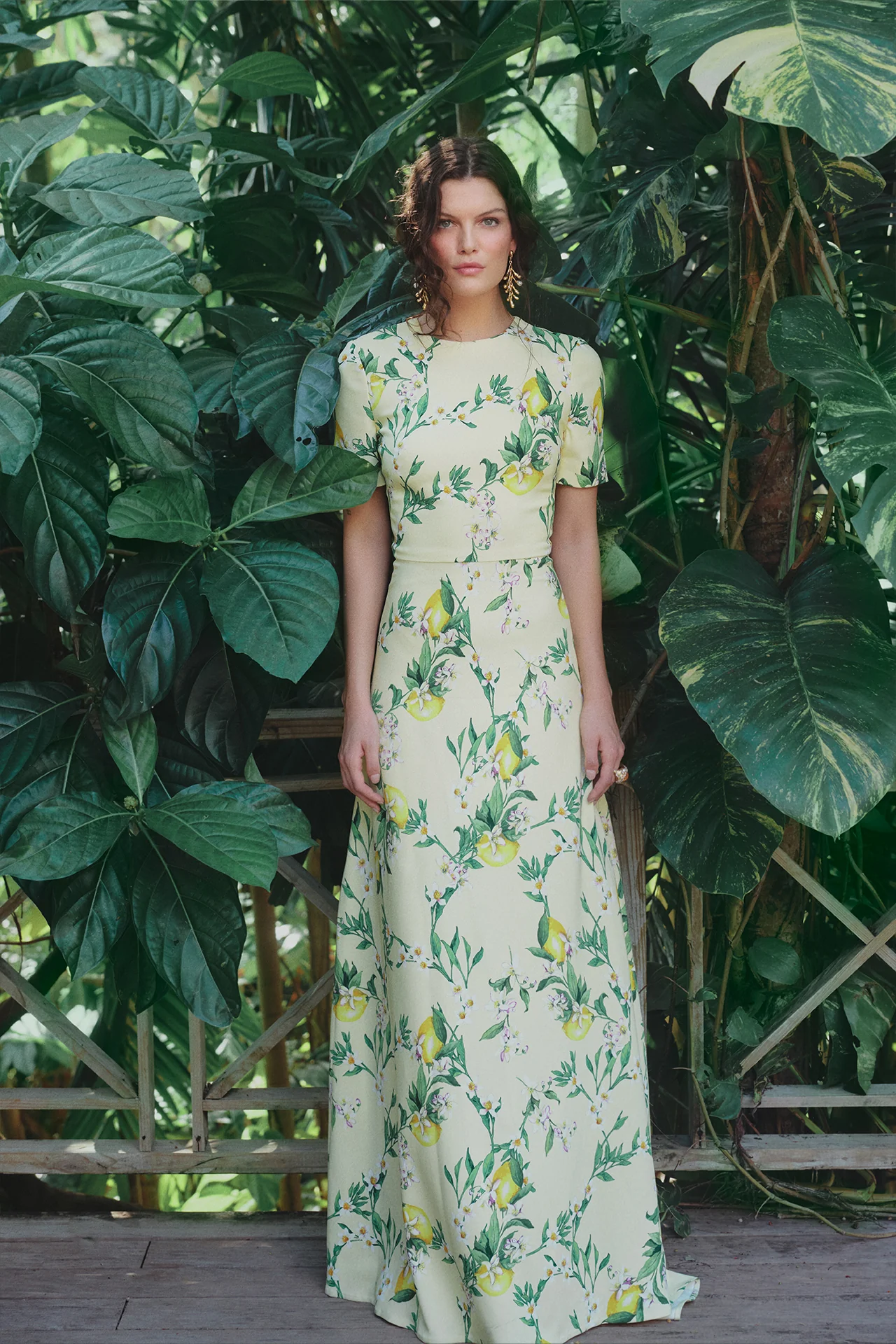 Short Sleeve Lemon Print Gown - Image 7