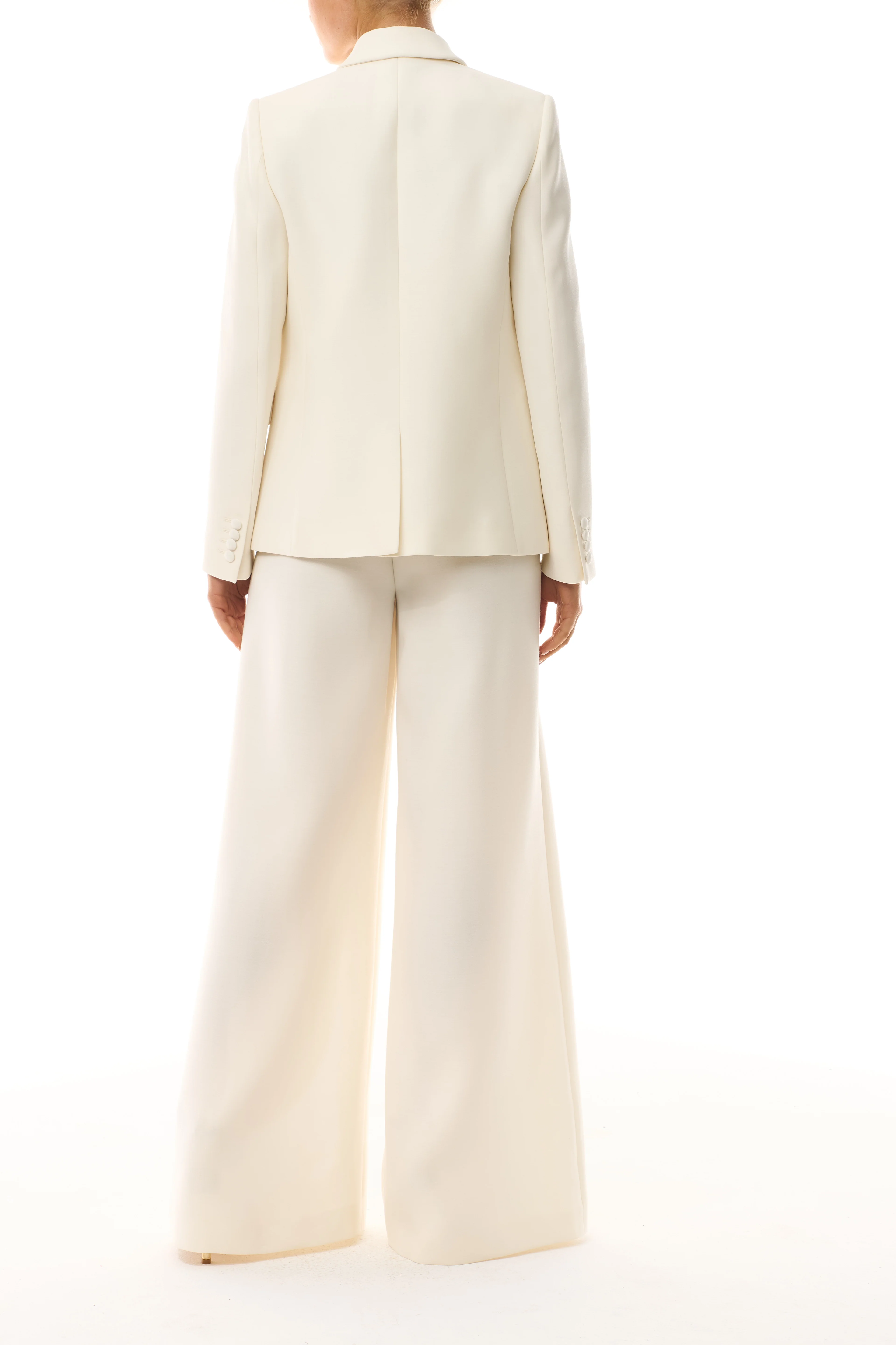 Double-Breasted Tuxedo Jacket - Silk White - Image 6