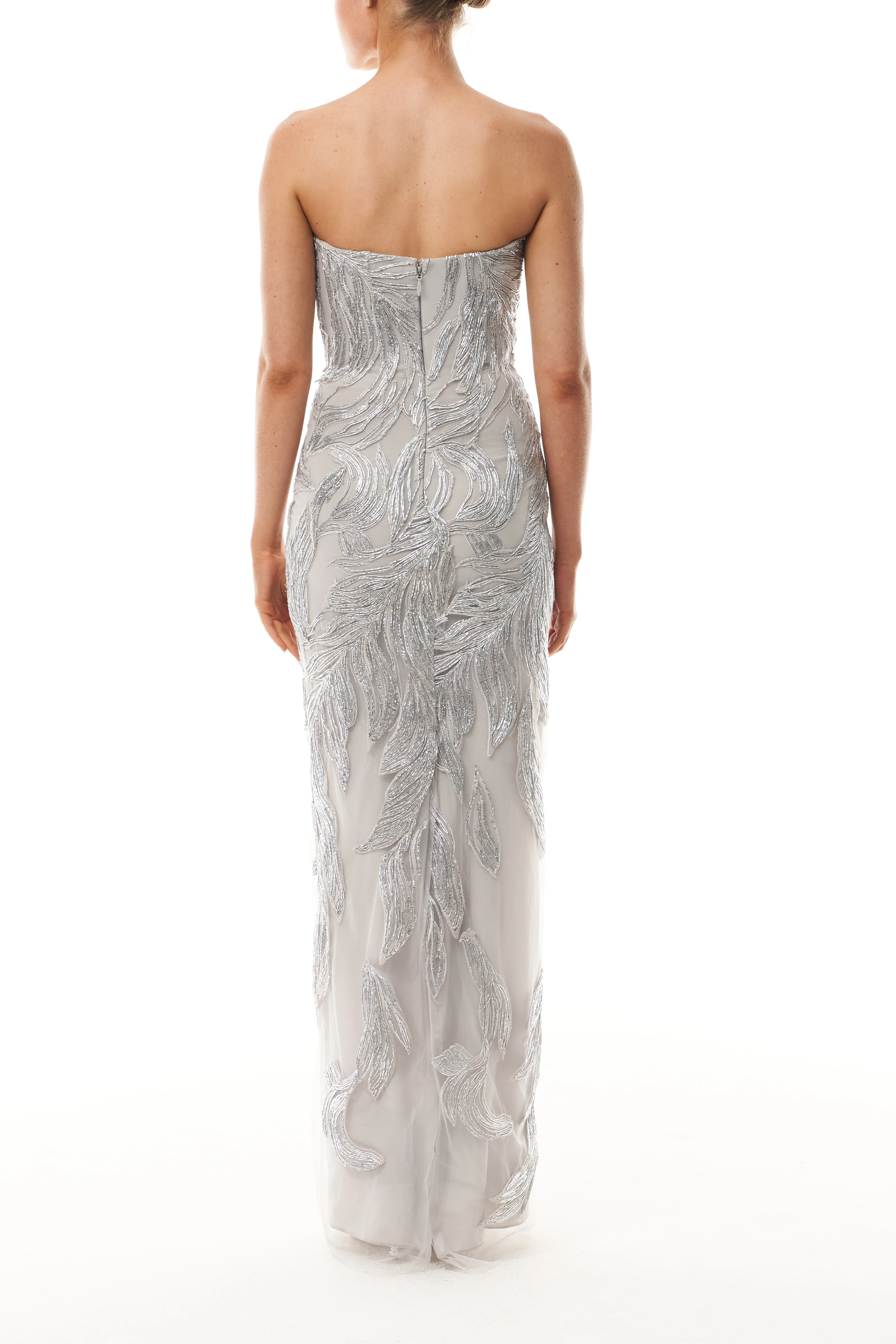 Silver Feather Column Gown - Image 6