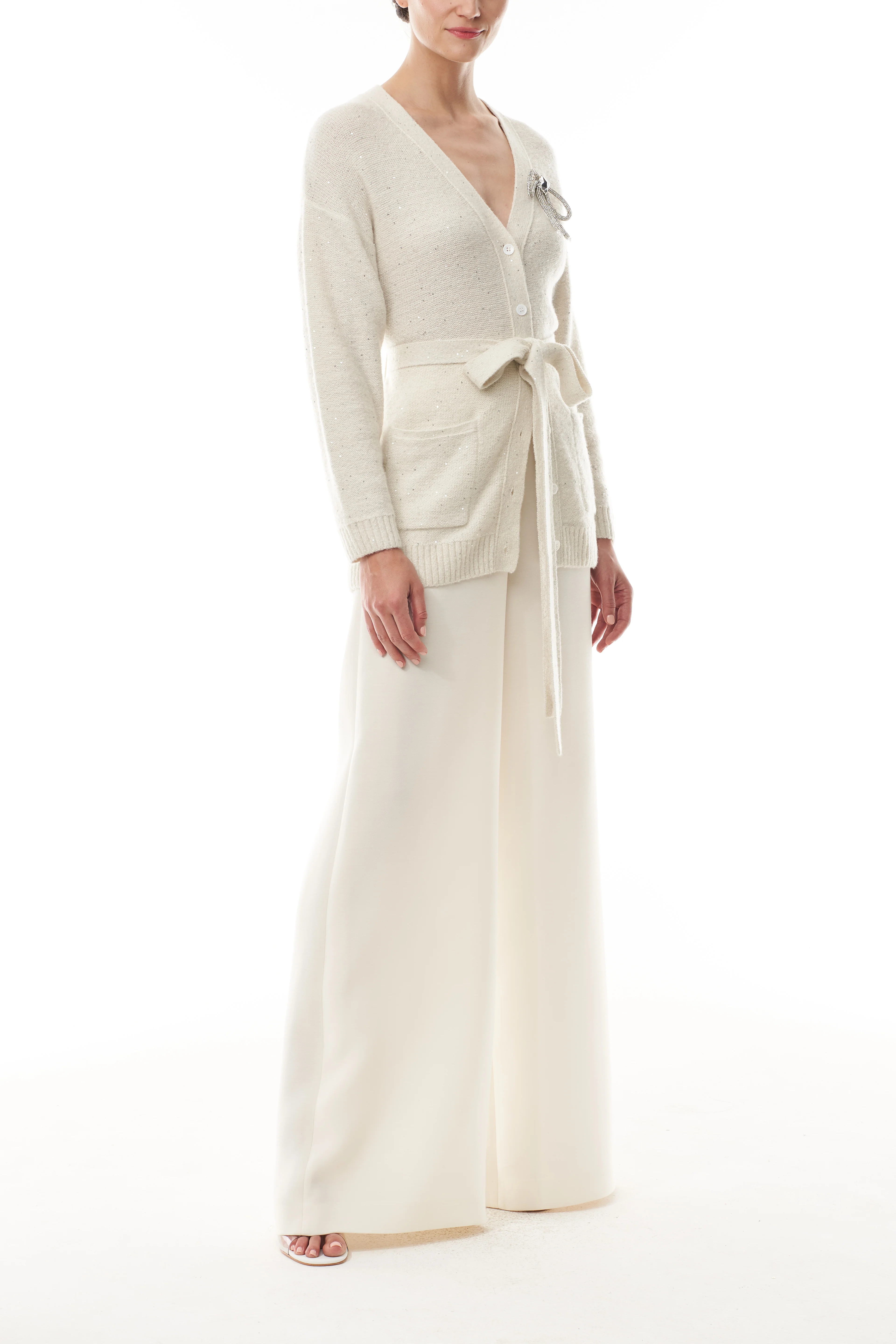 Sparkle Cardigan With Bow Brooch - Image 2