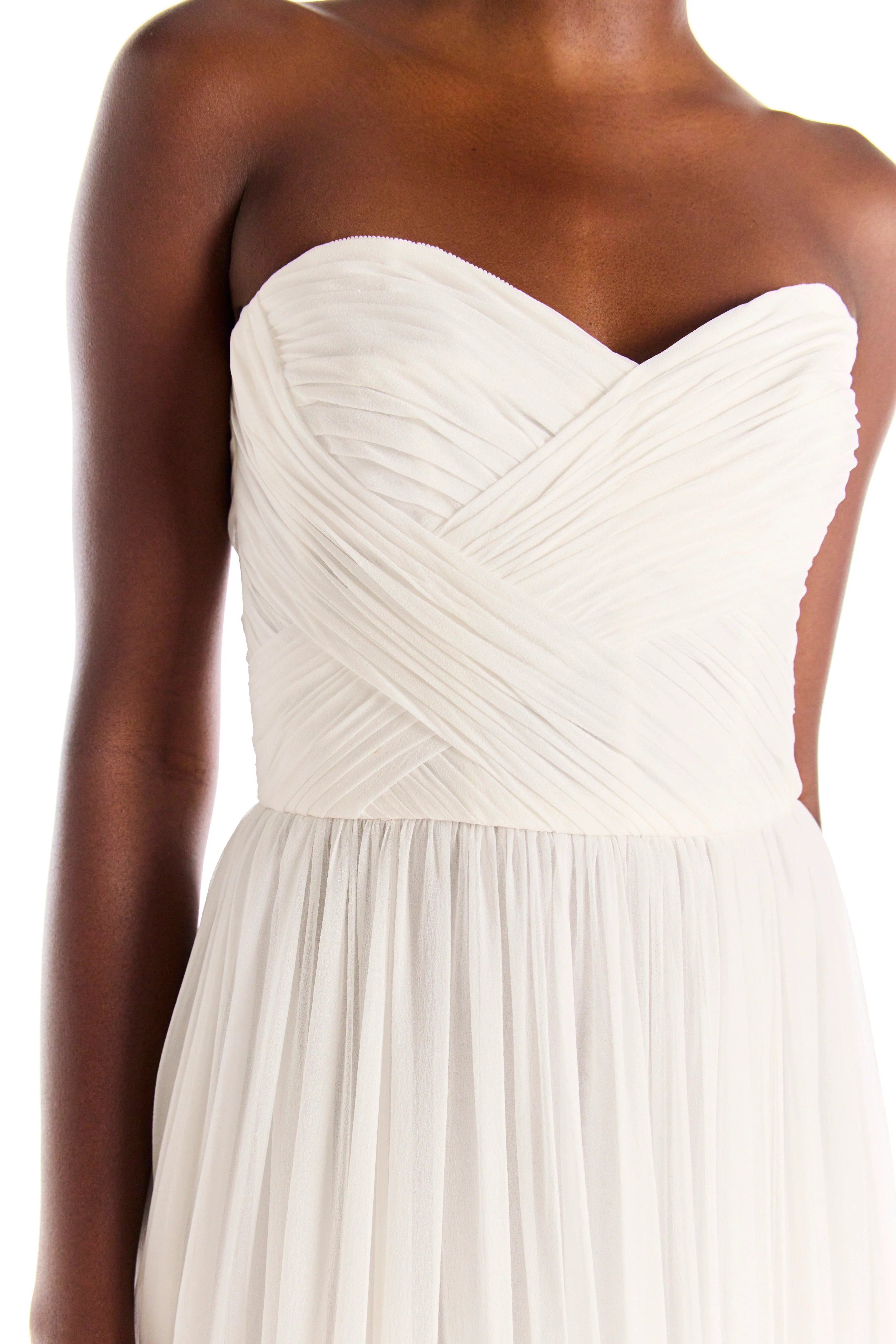 Strapless Draped Chiffon Gown - Image 2