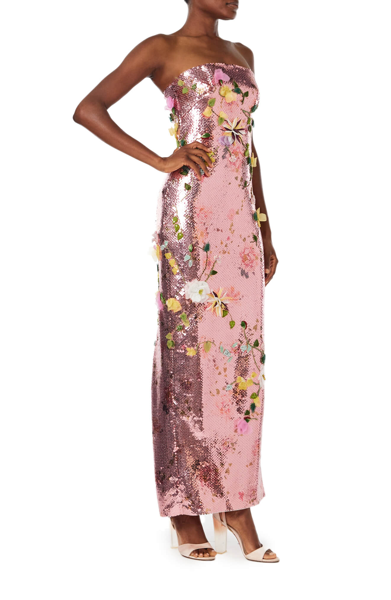 Strapless Embroidered Sequin Gown - Image 3