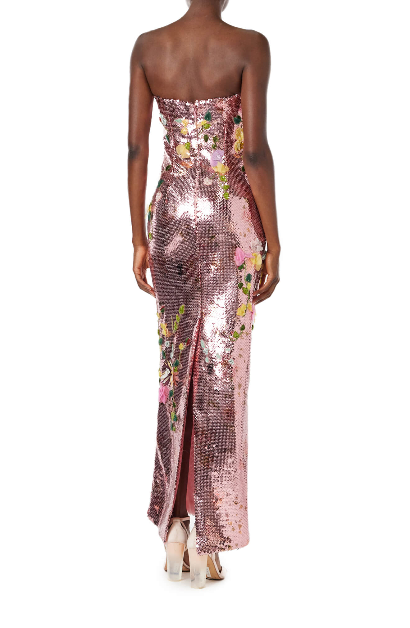Strapless Embroidered Sequin Gown - Image 5