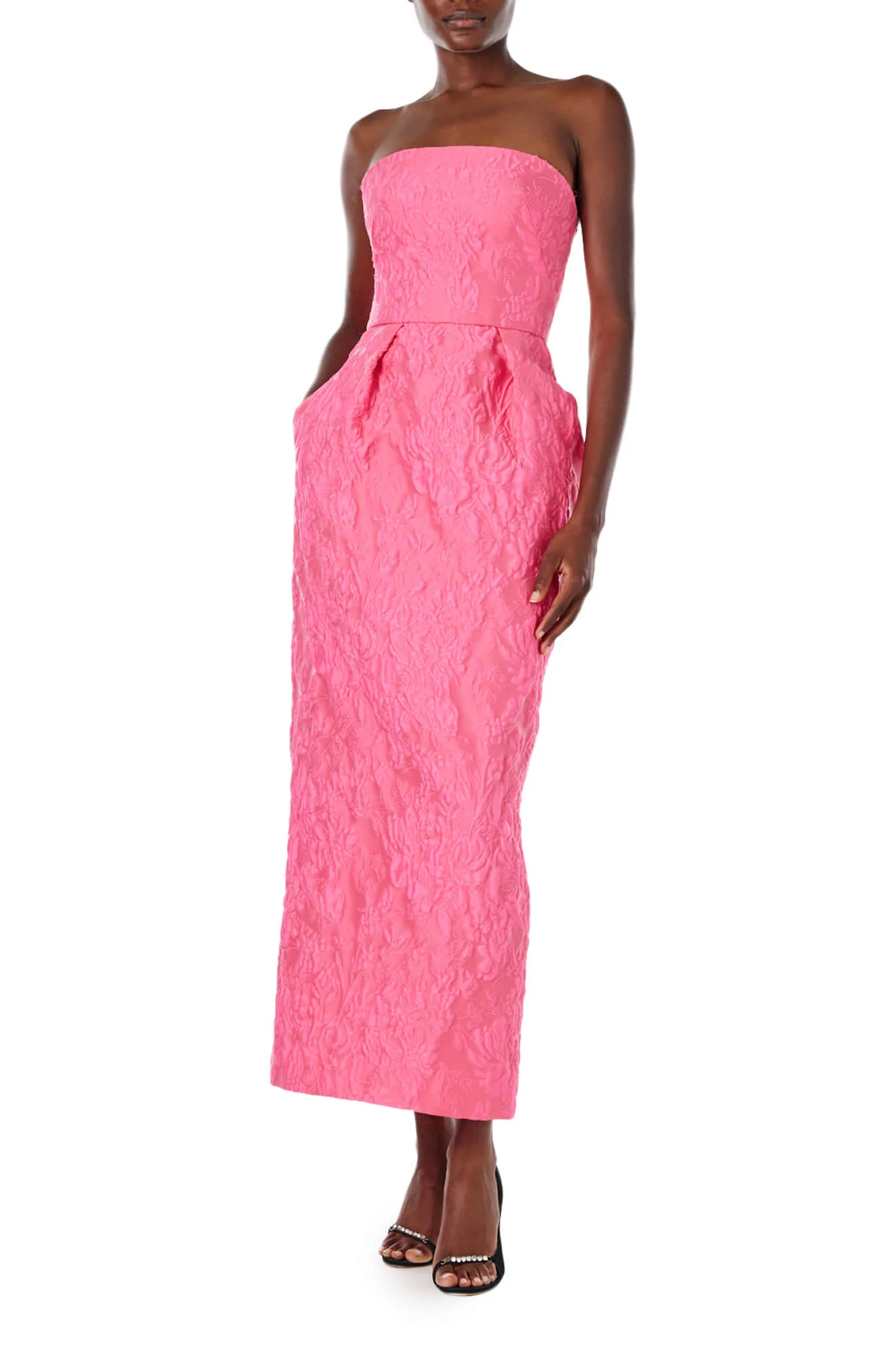Strapless Jacquard Tea Length Gown - Image 2