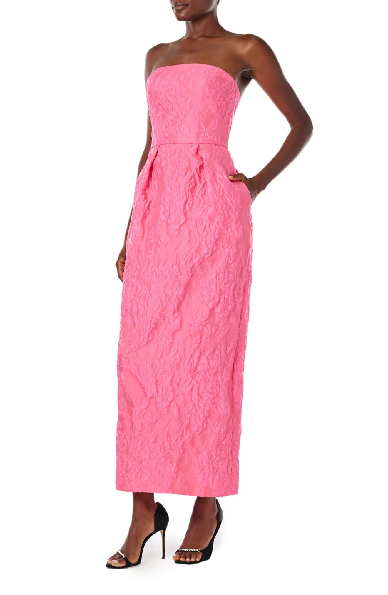 Strapless Jacquard Tea Length Gown - Image 3
