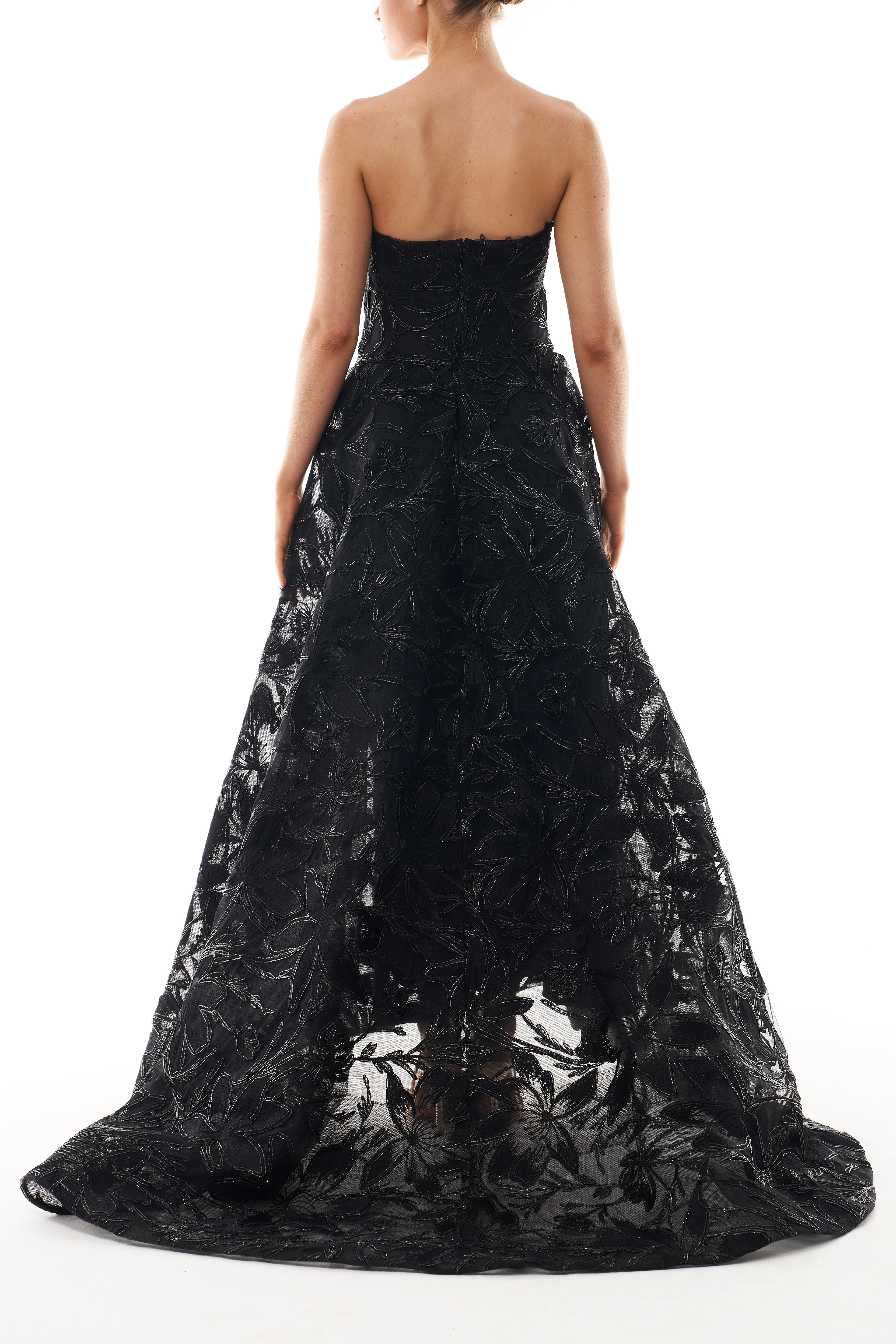Embroidered Column Gown with Train - Image 4