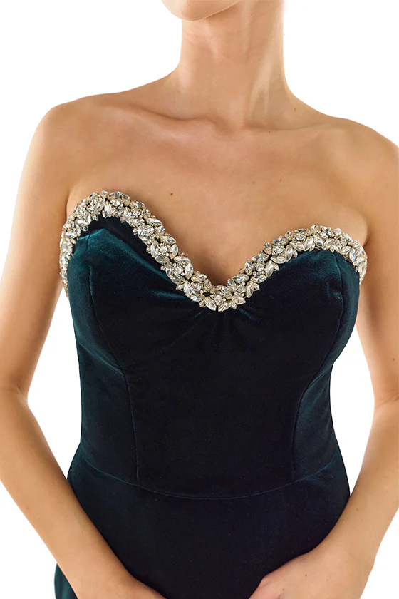 Strapless Velvet Column Dress - Image 9