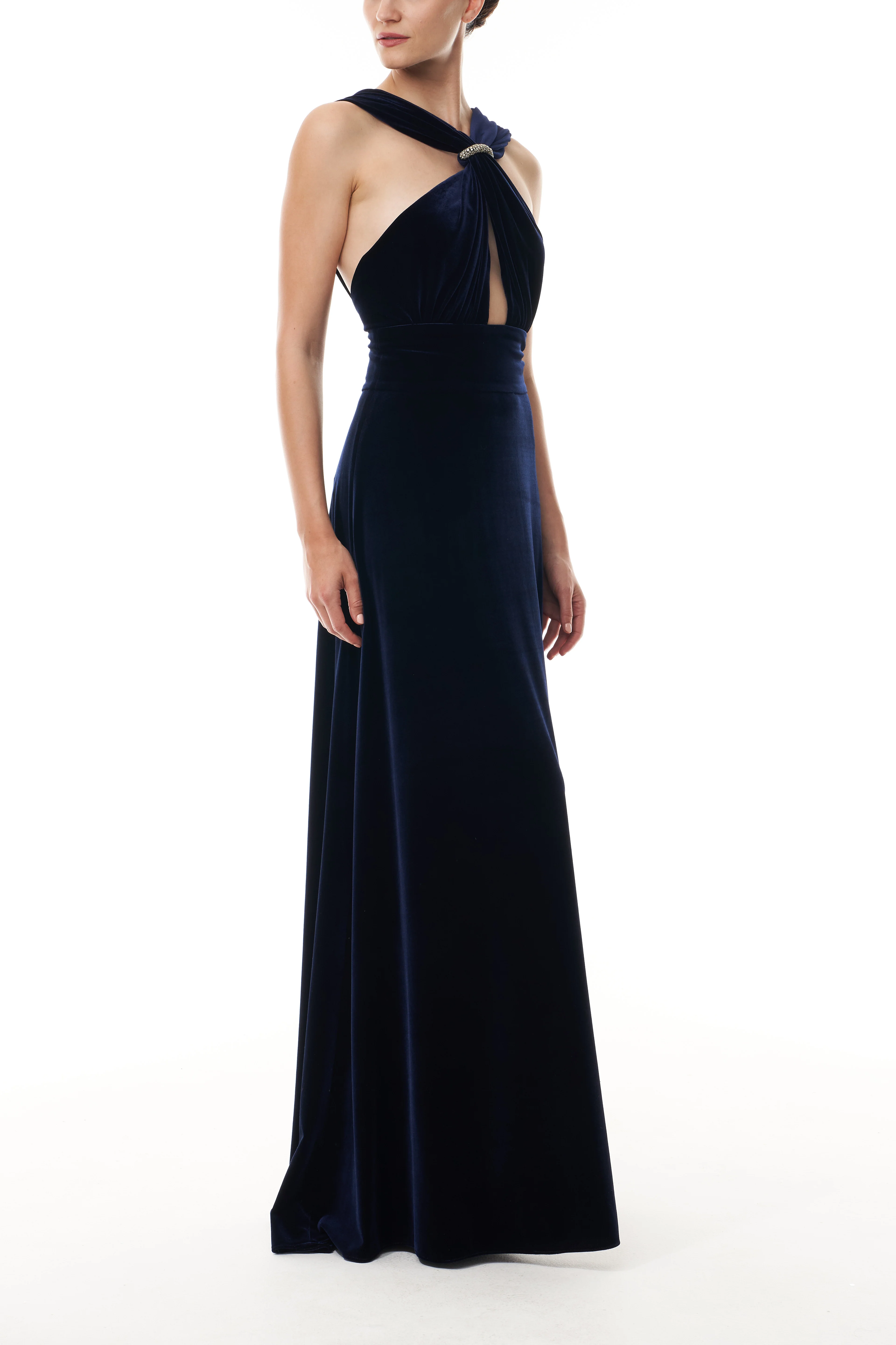 Twist Front Velvet Halter Gown - Image 5