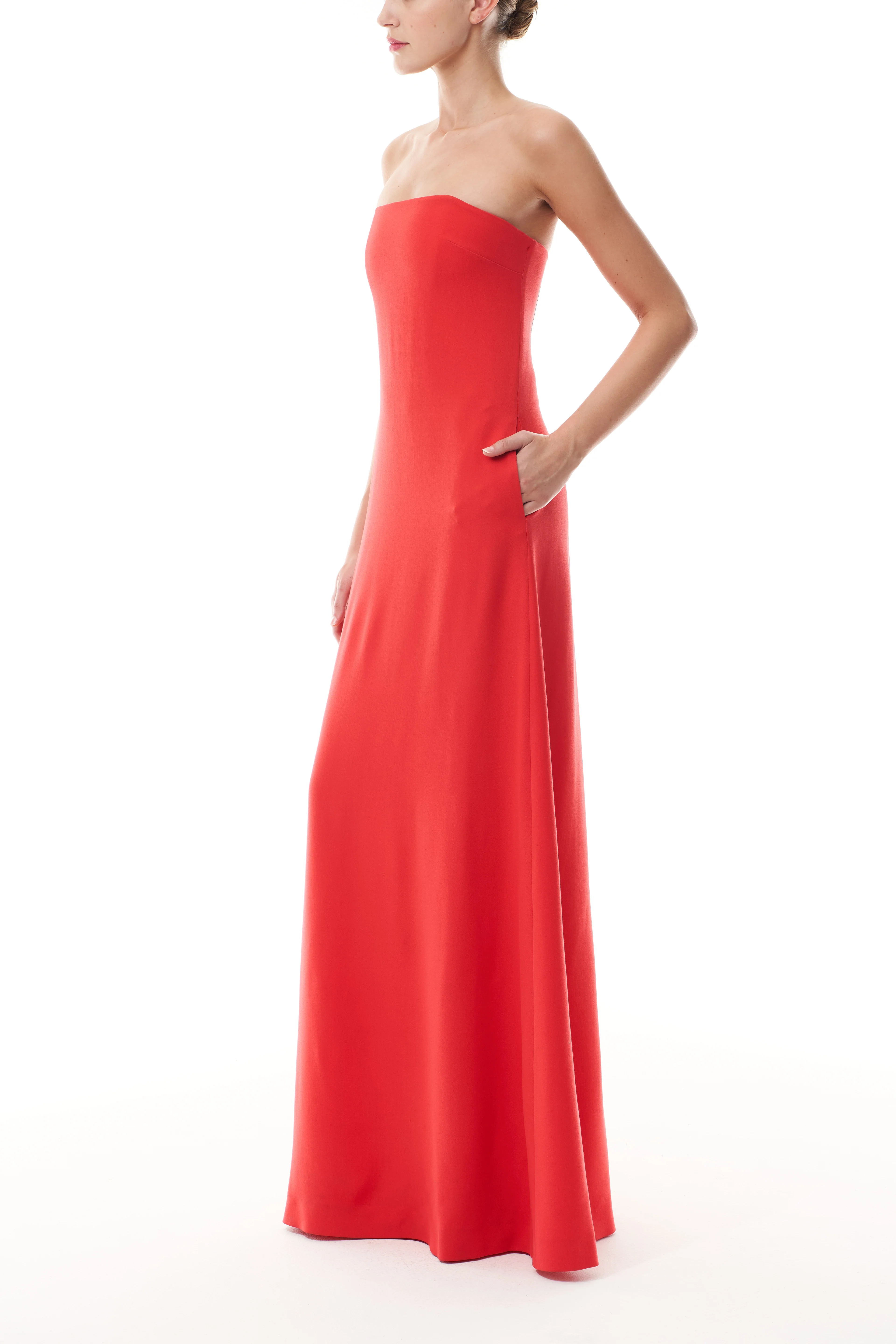 Vermillion Strapless A-Line Gown - Image 3
