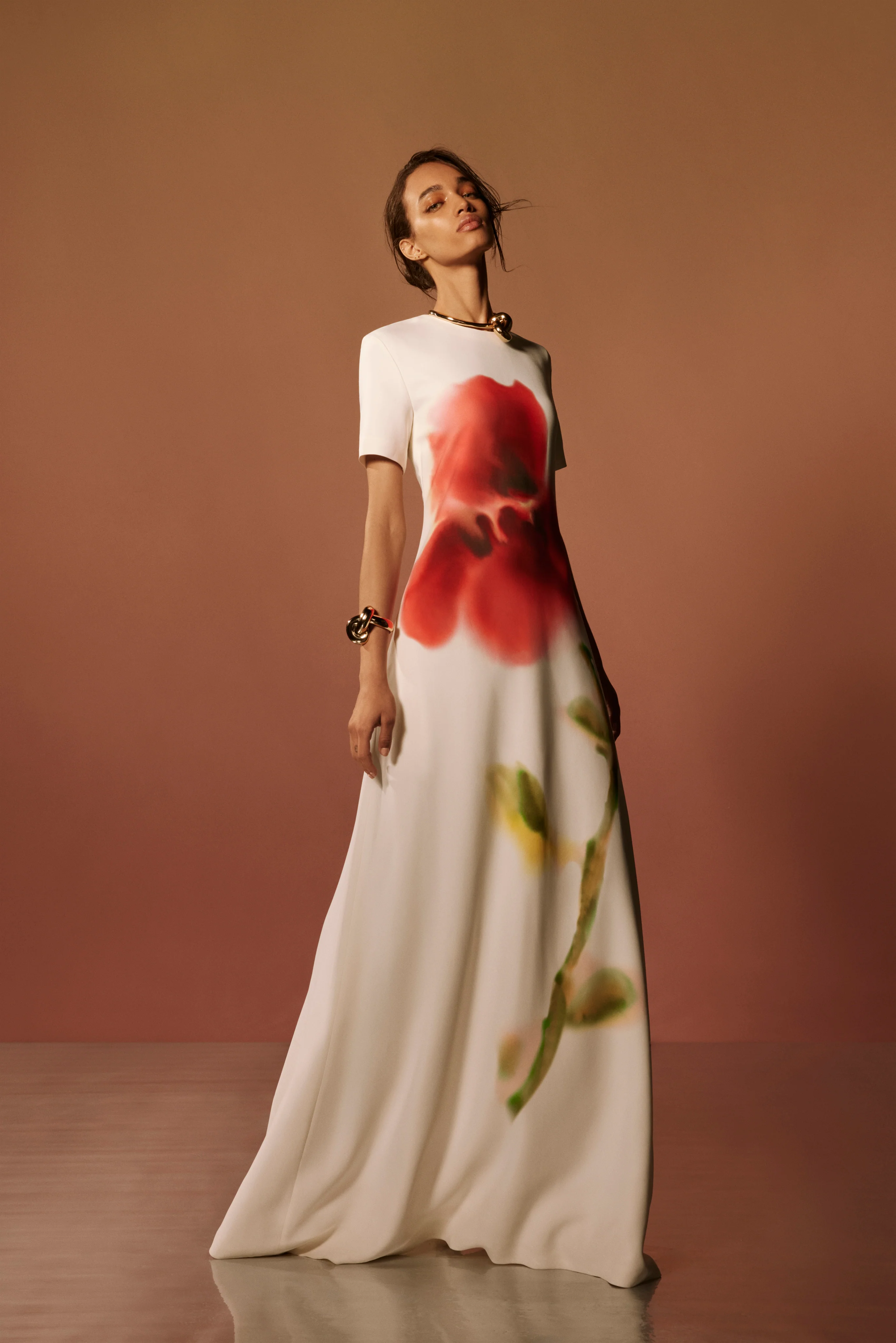 Watercolor Floral Crepe Gown - Image 2