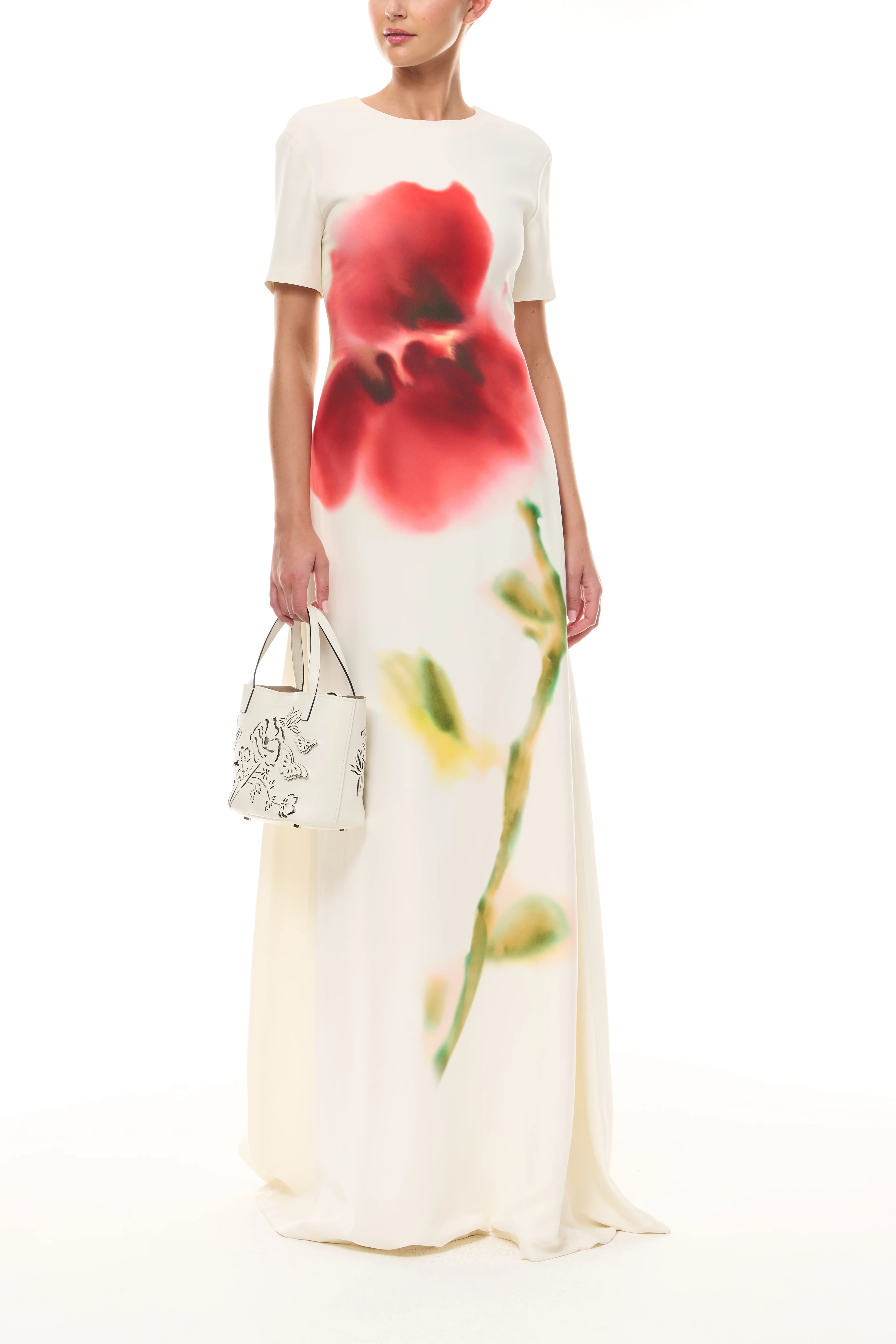 Watercolor Floral Crepe Gown - Image 6